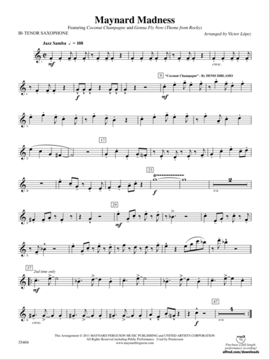 Maynard Madness: B-flat Tenor Saxophone Concert Band scores gallery preview page 1