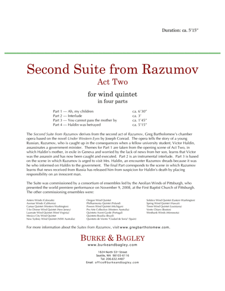 Haldin Was Betrayed (Part 4 of Second Suite from Razumov) for wind quintet image number null