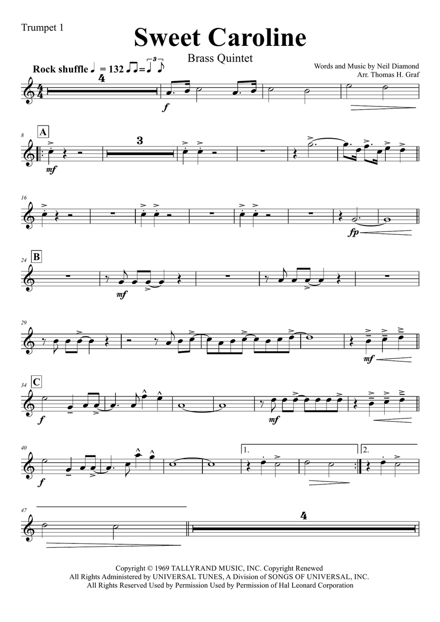 Sweet Caroline Brass Ensemble scores gallery preview page 5