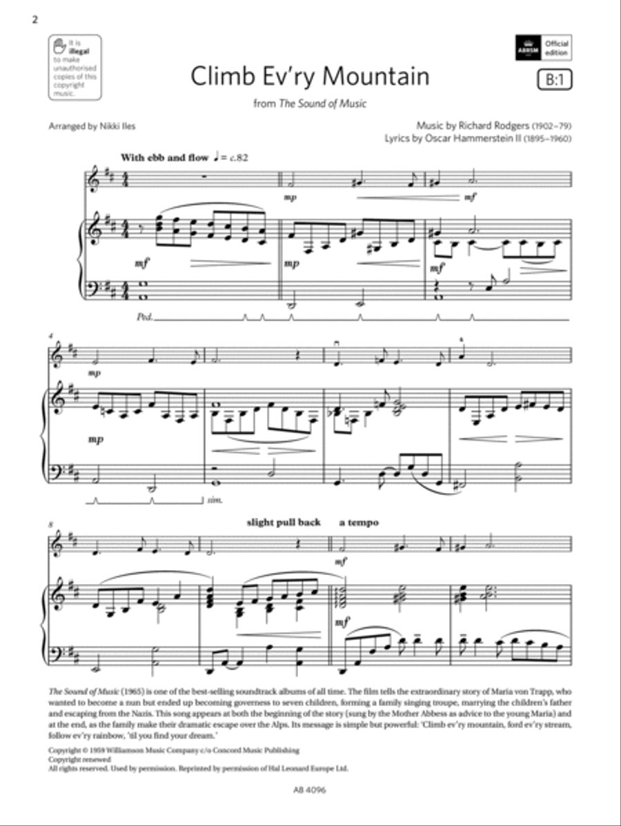 Climb Ev'ry Mountain (Grade 2, B1, from the ABRSM Violin Syllabus from 2024) Violin Solo scores gallery preview page 2