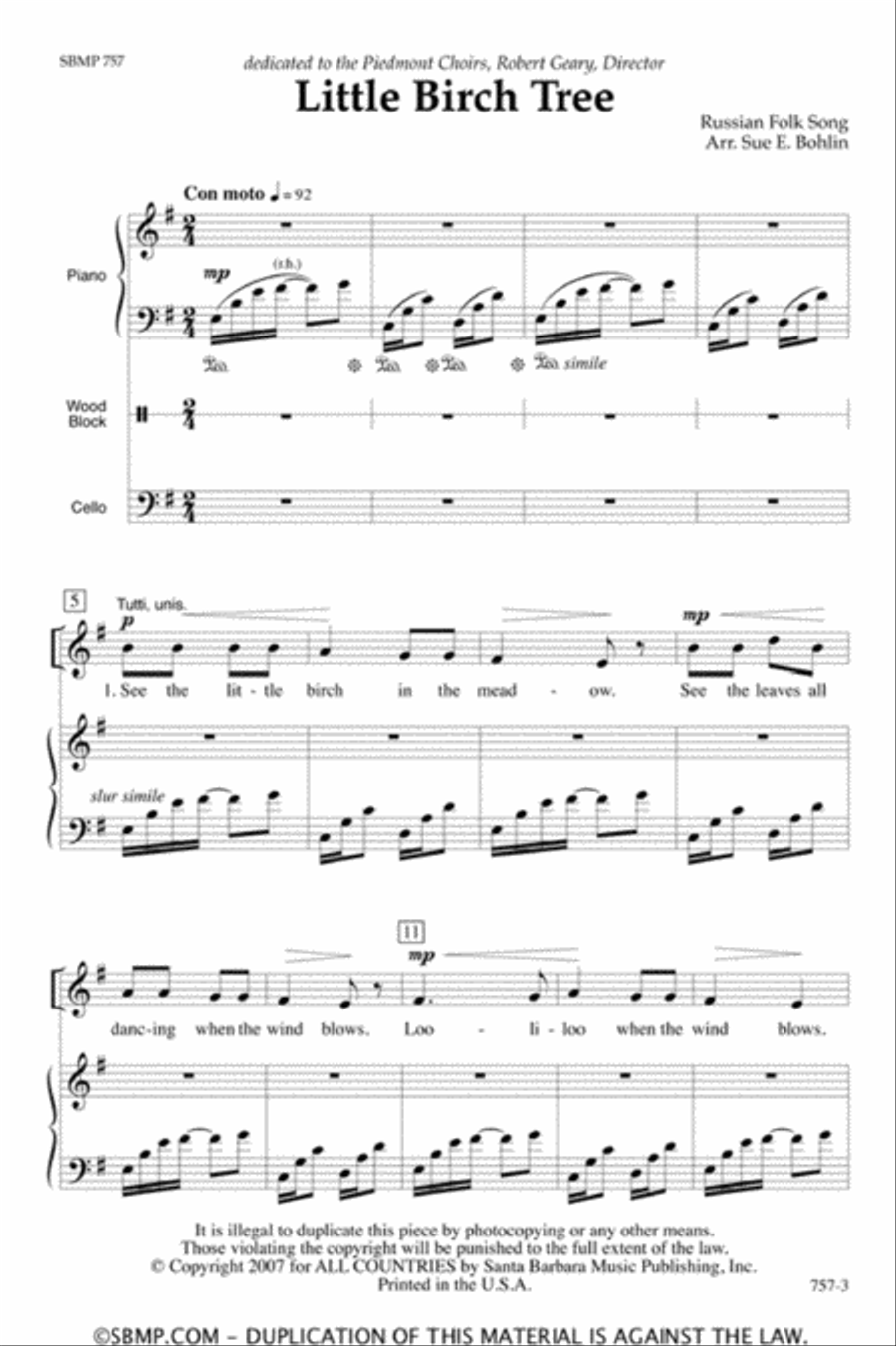 Little Birch Tree - SA Octavo SA scores gallery preview page 2