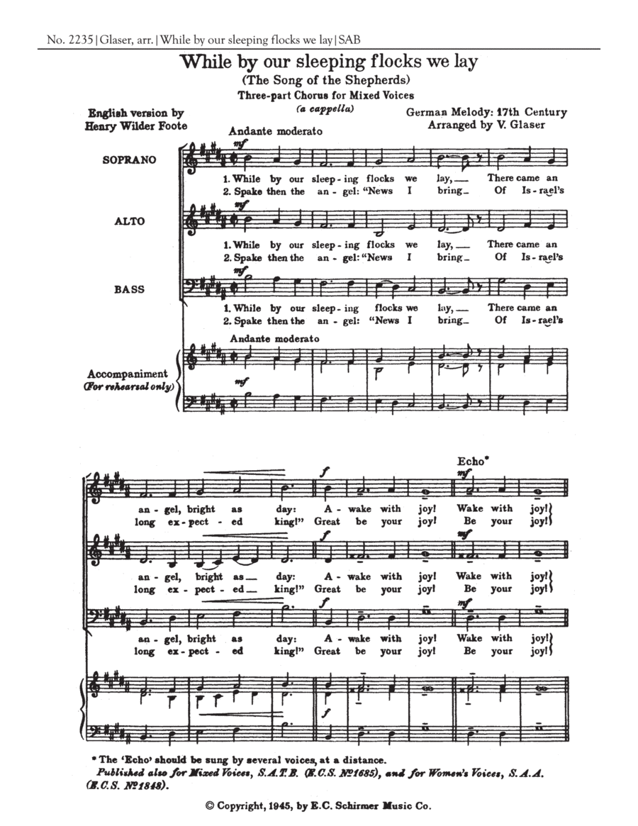 While By Our Sleeping Flocks We Lay 3-Part scores gallery preview page 1