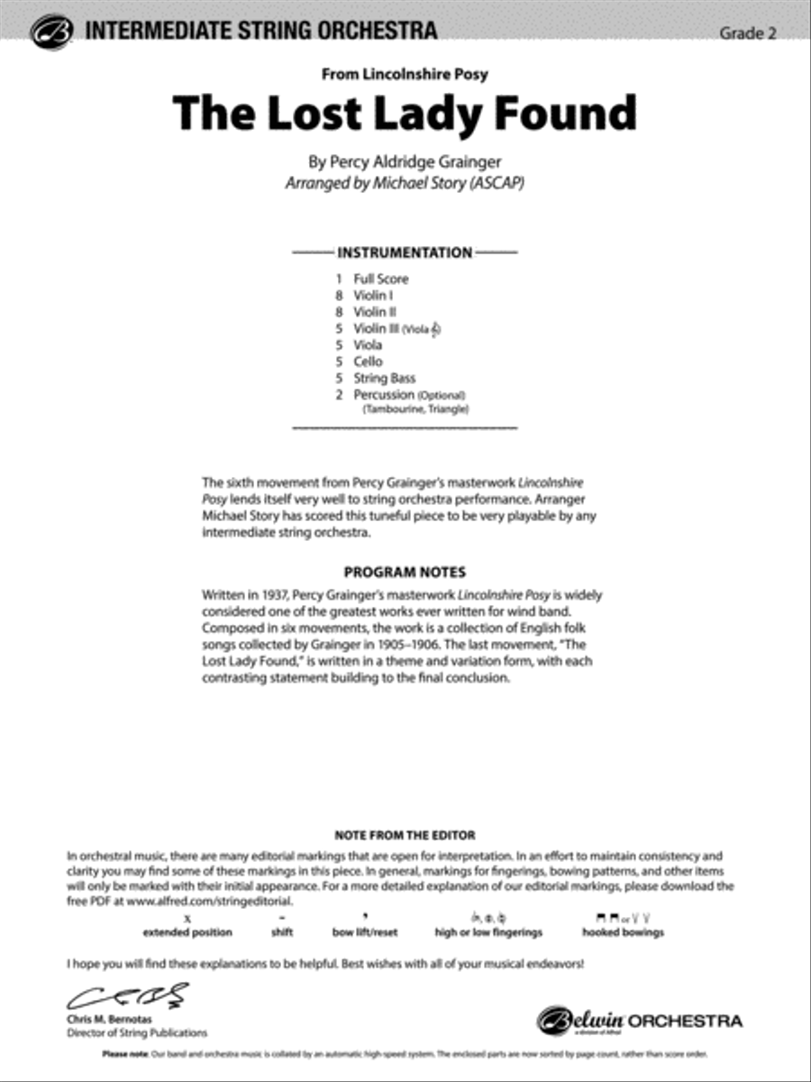 The Lost Lady Found: Score String Orchestra scores gallery preview page 1
