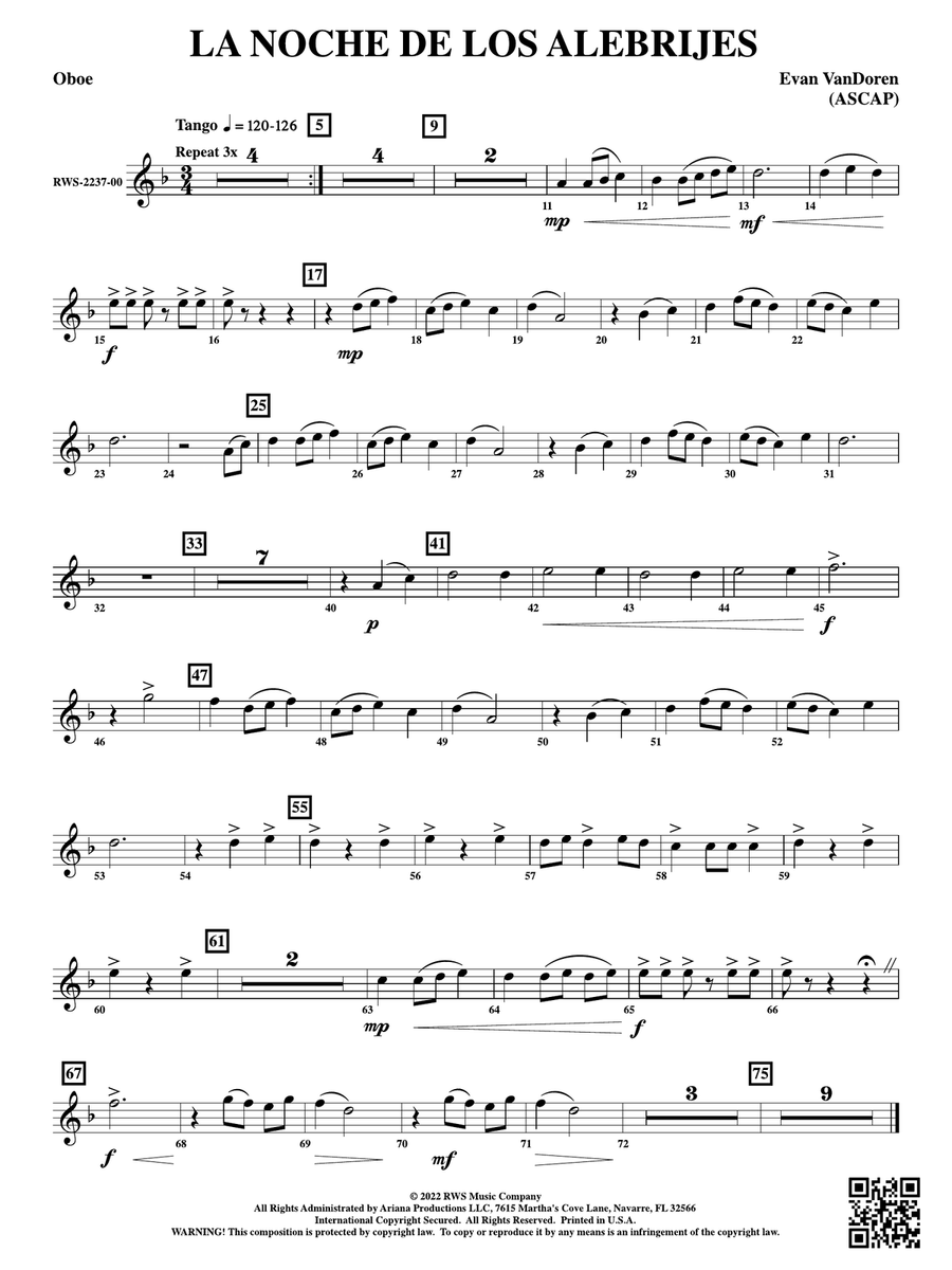 La Noche de los Alebrijes: Oboe Oboe scores gallery preview page 1