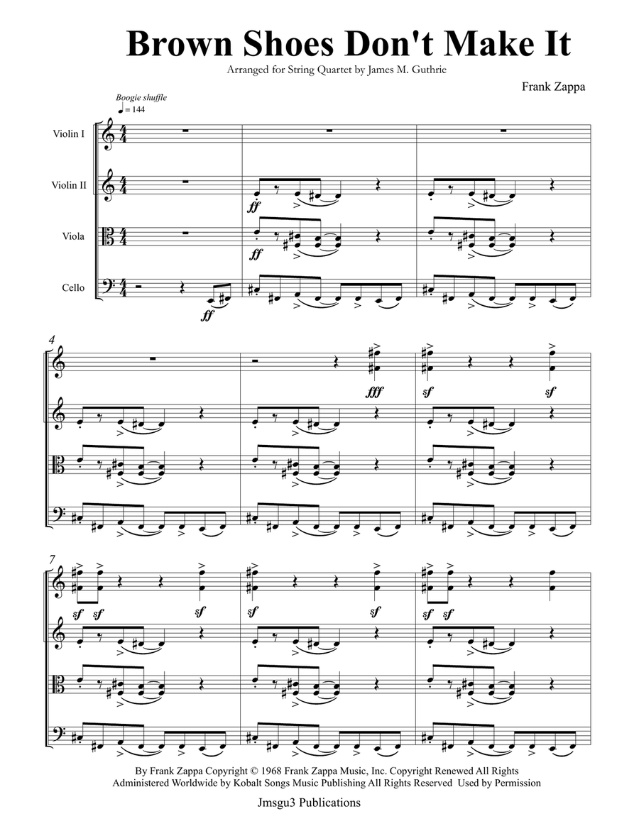 Brown Shoes Don't Make It String Quartet scores gallery preview page 1