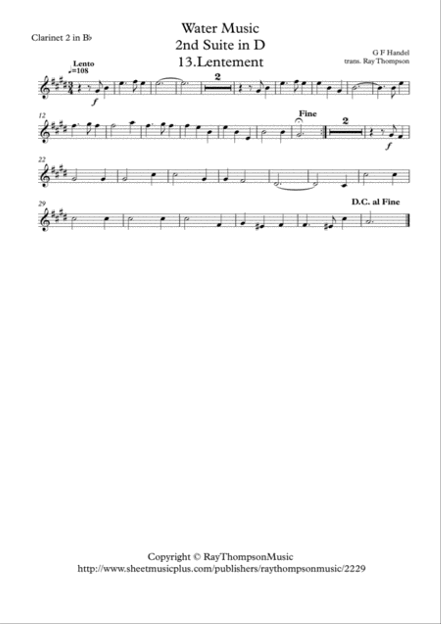 Handel: 13.Lentement from Suite No.2 in D (HWV349) 