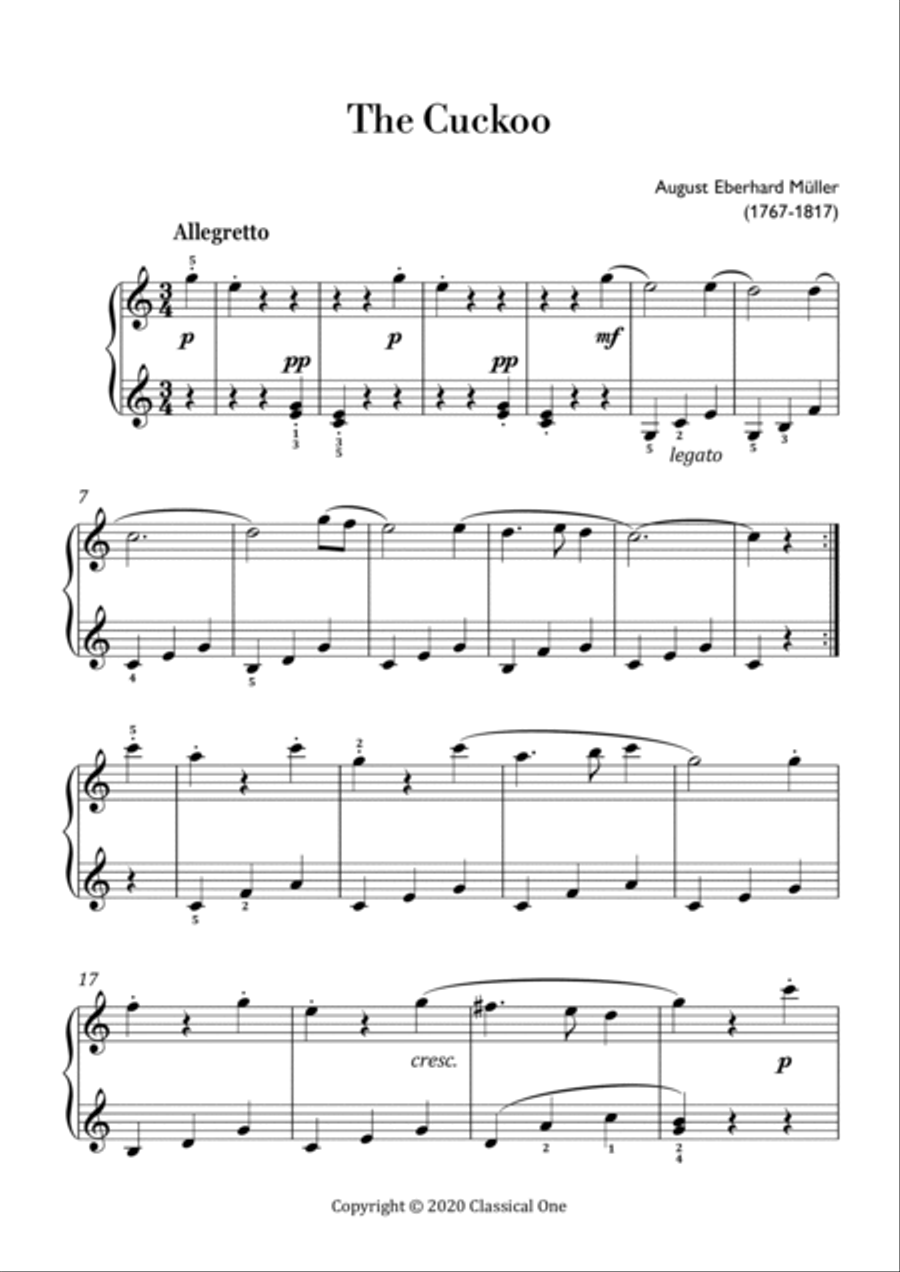 Muller - The Cuckoo(Easy Piano Version) Small Ensemble scores gallery preview page 2
