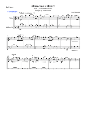 INTERMEZZO SINFONICO from 'Cavalleria Rusticana', Pietro Mascagni, String Duo, Intermediate Level f