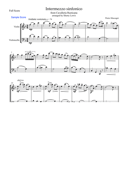 INTERMEZZO SINFONICO from 'Cavalleria Rusticana', Pietro Mascagni, String Duo, Intermediate Level f image number null