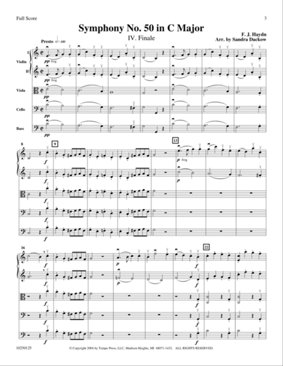 Symphony No. 50 in C: Finale Orchestra scores gallery preview page 2