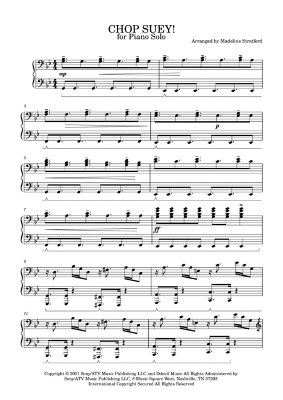System of a down chop suey piano online