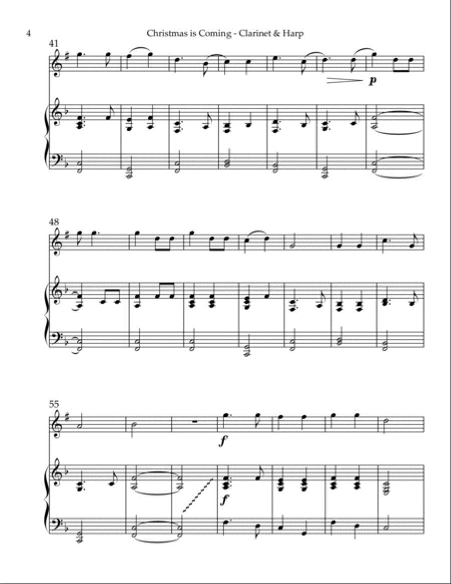 Christmas is Coming, Duet for Bb Clarinet & Harp