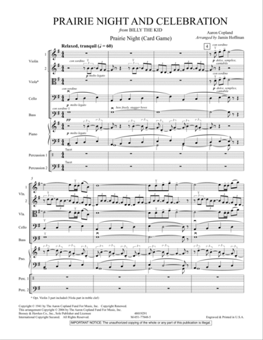 Prairie Night And Celebration (from Billy The Kid) - Conductor Score (Full Score)