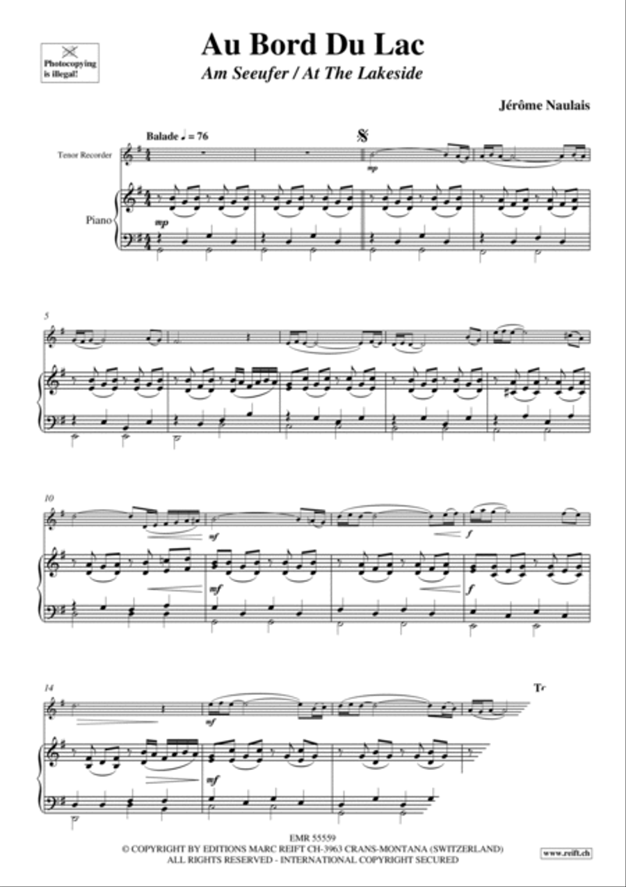 Au Bord Du Lac Au Bord Du Lac Tenor Recorder scores gallery preview page 3