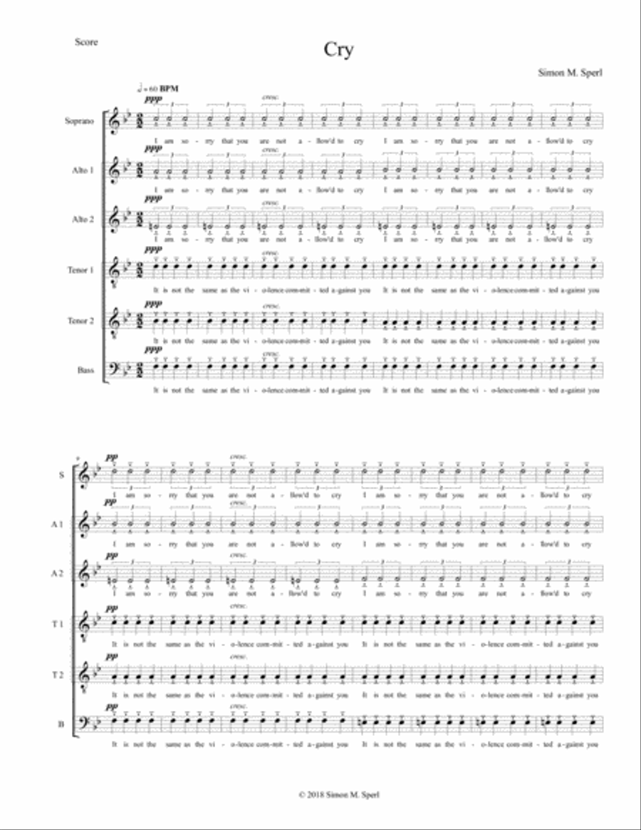Cry 4-Part scores gallery preview page 1