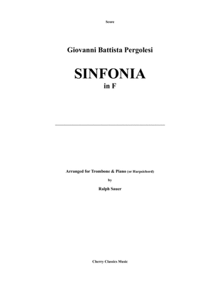 Book cover for Pergolesi - Sinfonia (Sonata) in F for Trombone and Piano or Harpsichord, arr. by Ralph Sauer