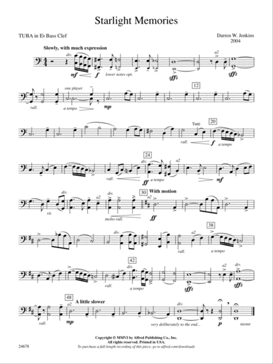 Starlight Memories: (World Part) E-flat Tuba B.C. Concert Band scores gallery preview page 1