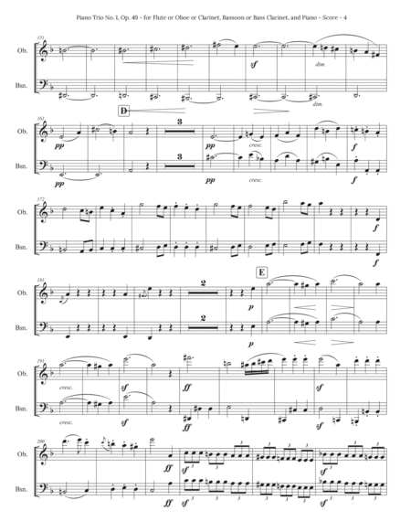 Mendelssohn Piano Trio No. 1, Op. 49, for Flute/Oboe/Clarinet and Bassoon/Bass Clarinet image number null