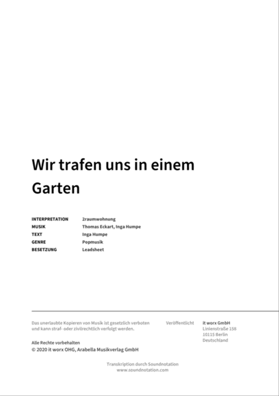 Wir trafen uns in einem Garten Score scores gallery preview page 2