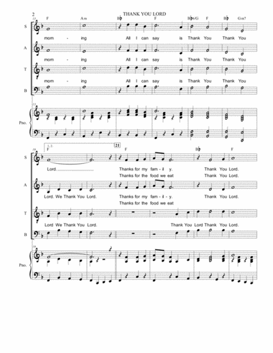 Thank You Lord - SATB-piano - A patriotic song of thanks image number null