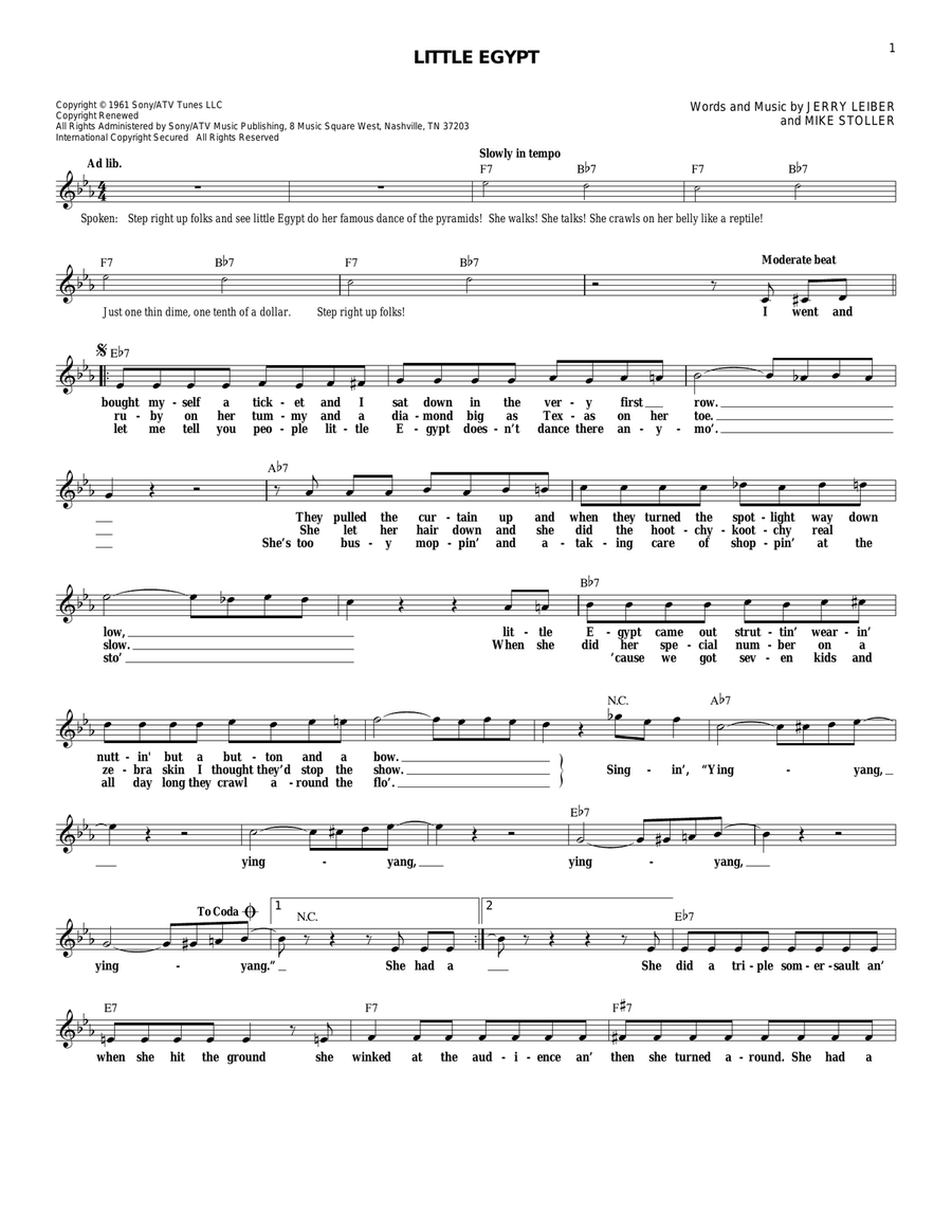 Little Egypt Piano scores gallery preview page 1