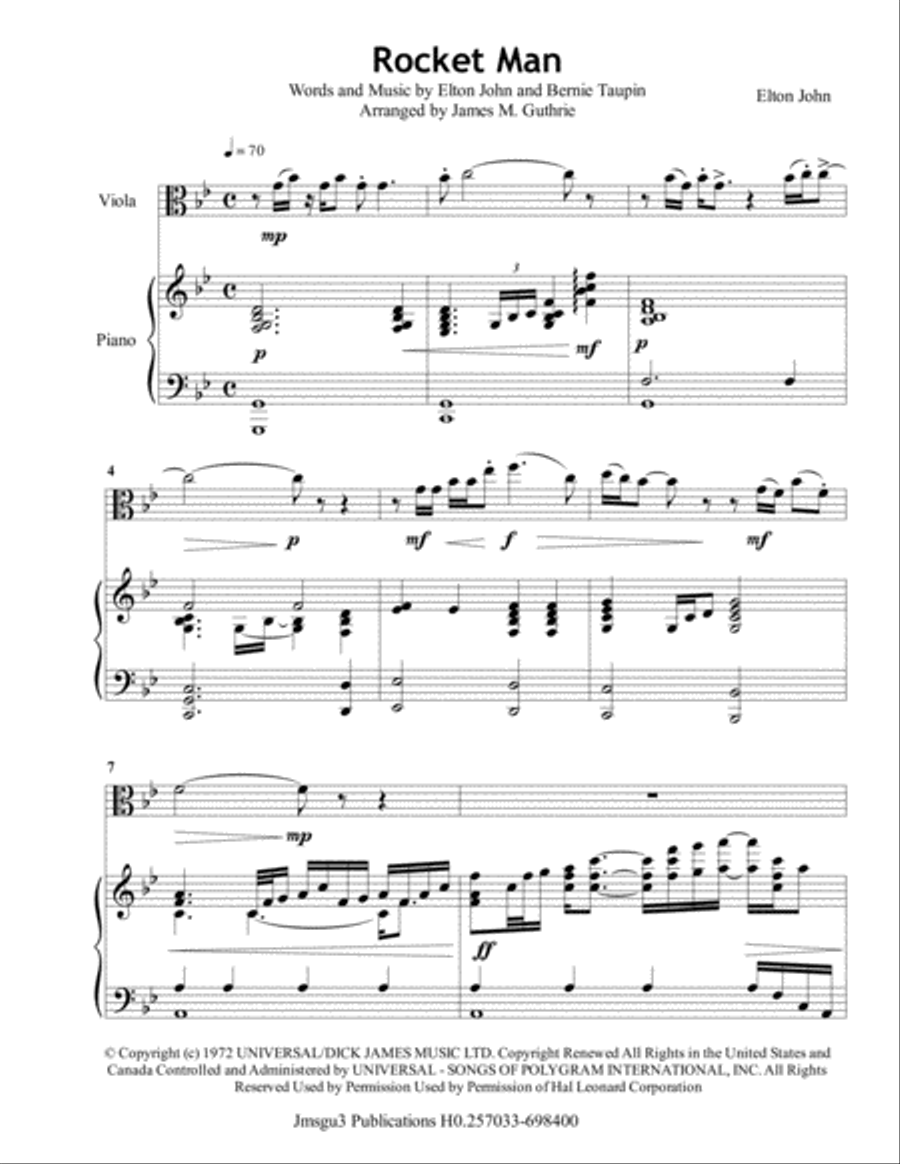 Rocket Man (I Think It's Gonna Be A Long Long Time) Viola scores gallery preview page 2