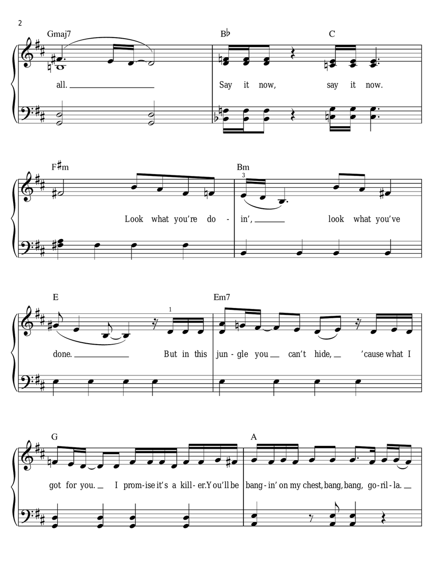 Gorilla Easy Piano scores gallery preview page 2