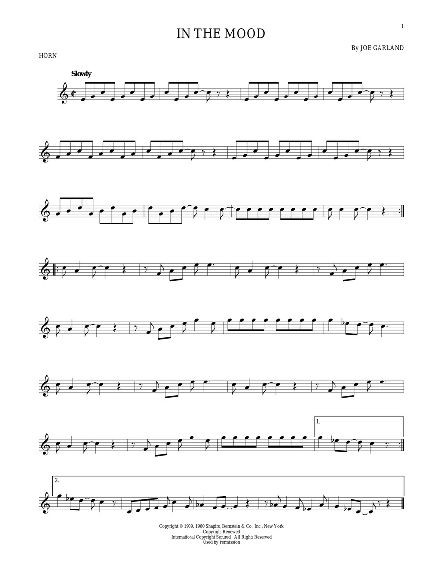 In The Mood In The Mood Horn Solo scores gallery preview page 1