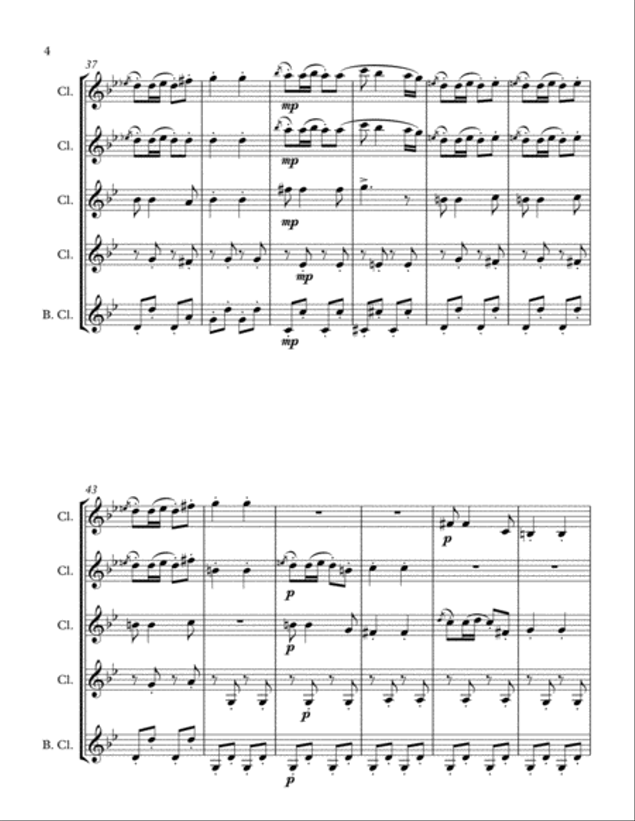 Moments Musicaux op. 94-3 (Franz Schubert) for Clarinet Choir Clarinet Choir scores gallery preview page 4