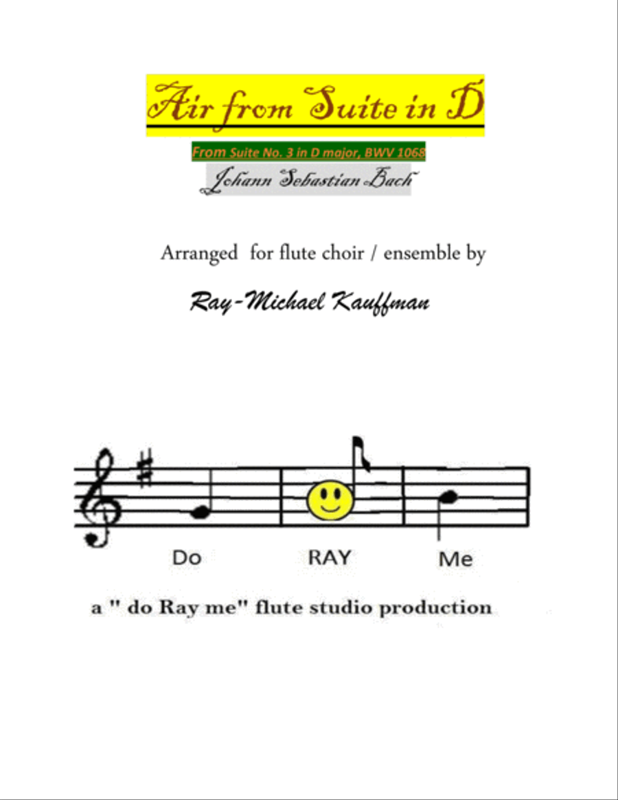 Air from Suite in D by Bach for flute choir / flute ensemble Flute Choir scores gallery preview page 1