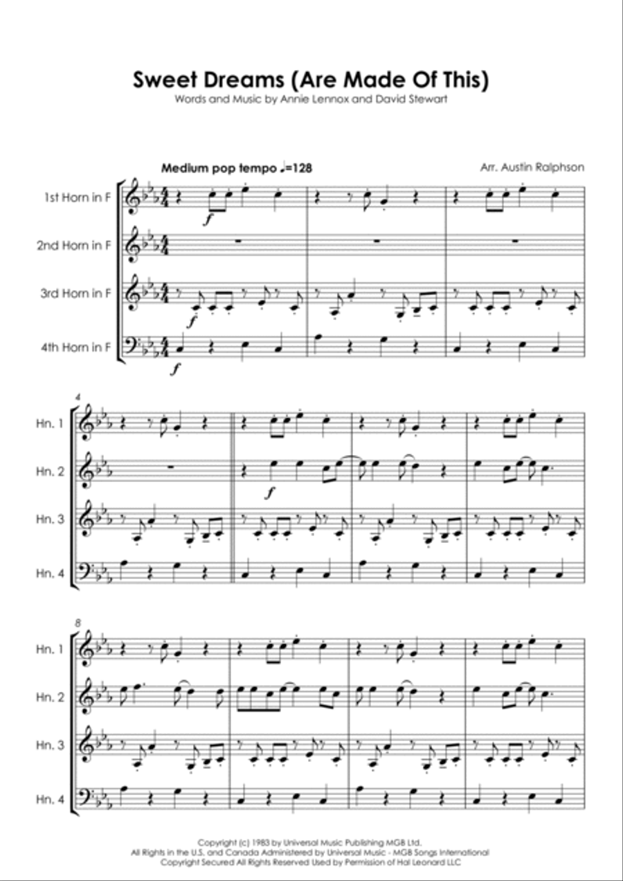Sweet Dreams (Are Made Of This) Horn scores gallery preview page 3
