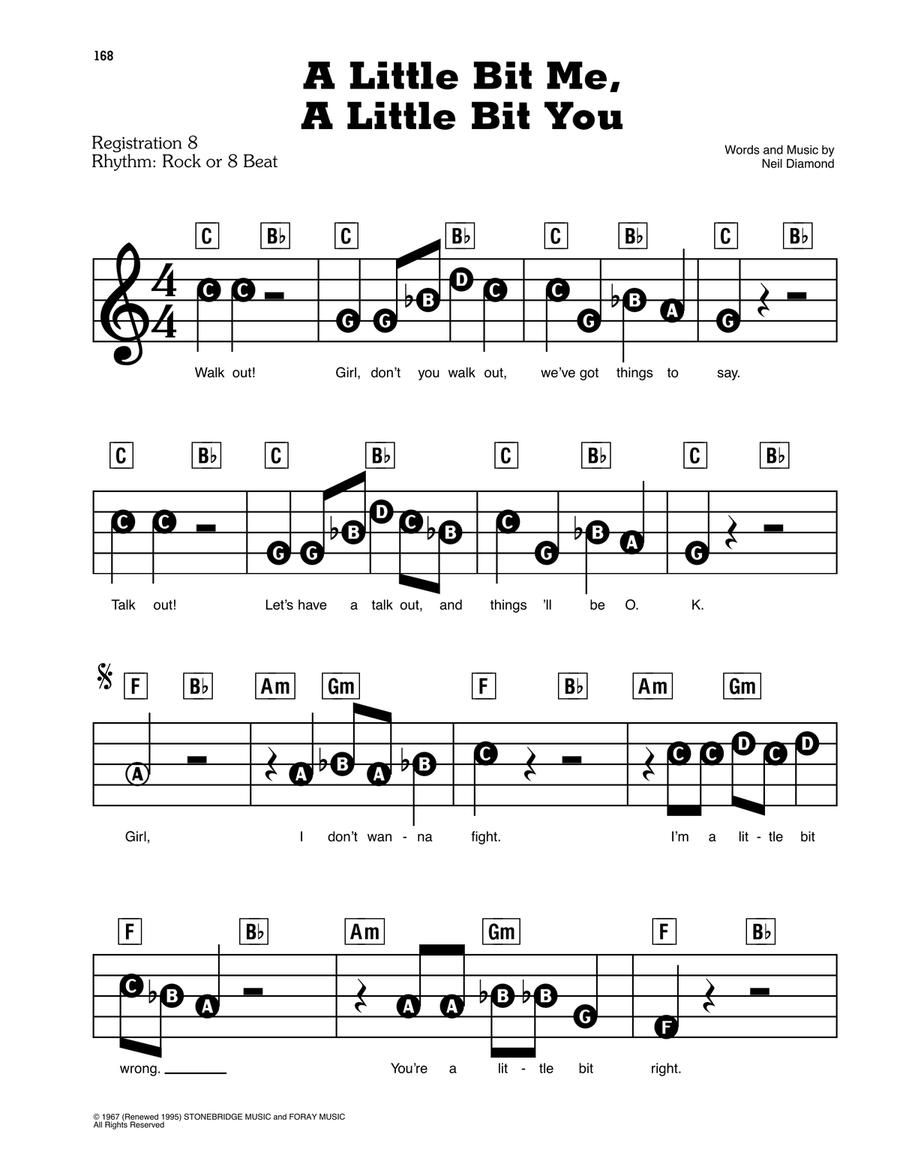 A Little Bit Me, A Little Bit You Electronic Keyboard scores gallery preview page 1