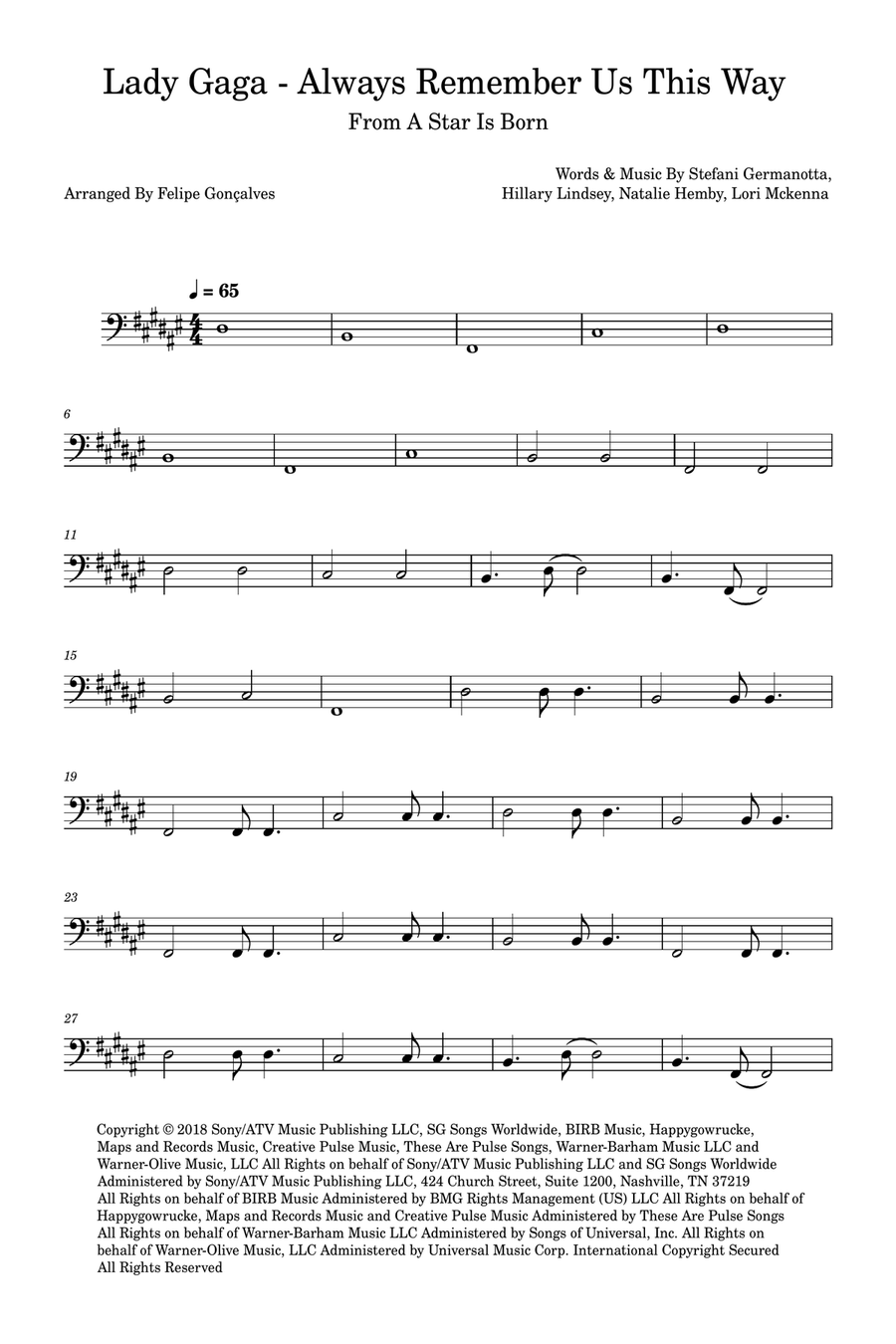 Always Remember Us This Way Acoustic Guitar scores gallery preview page 1