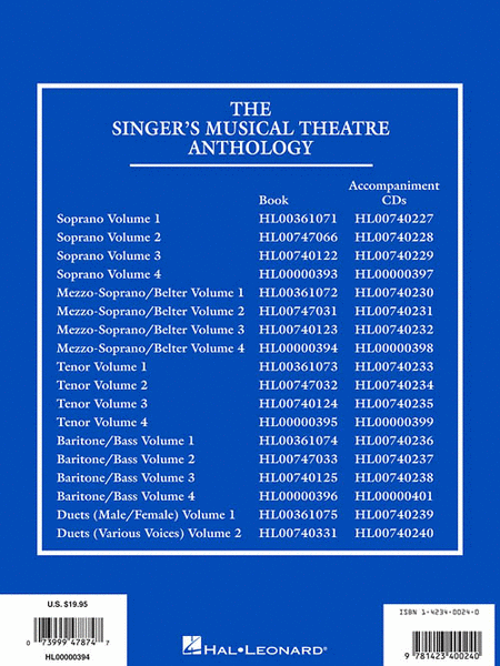 The Singer's Musical Theatre Anthology - Volume 4 - Mezzo-Soprano/Belter (Book only)