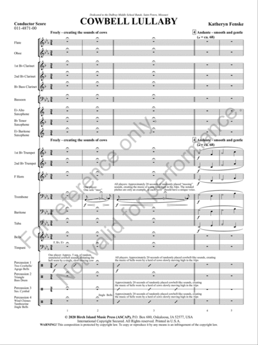 Cowbell Lullaby Concert Band scores gallery preview page 4