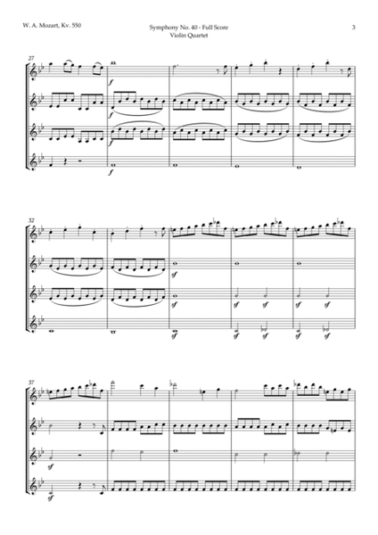 Symphony No. 40 by Mozart for Violin Quartet image number null