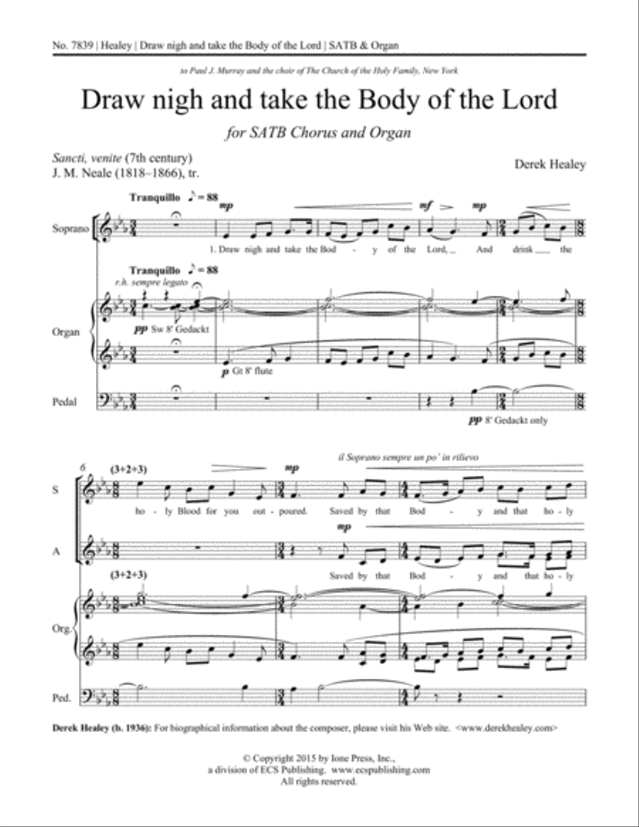 Draw nigh and take the Body of the Lord 4-Part scores gallery preview page 2