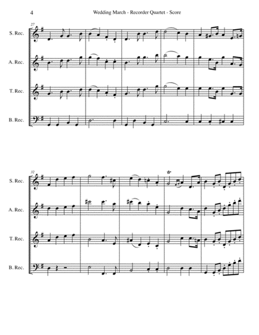 Mendelssohn Wedding March from A Midsummer Night's Dream for Recorder Quartet image number null