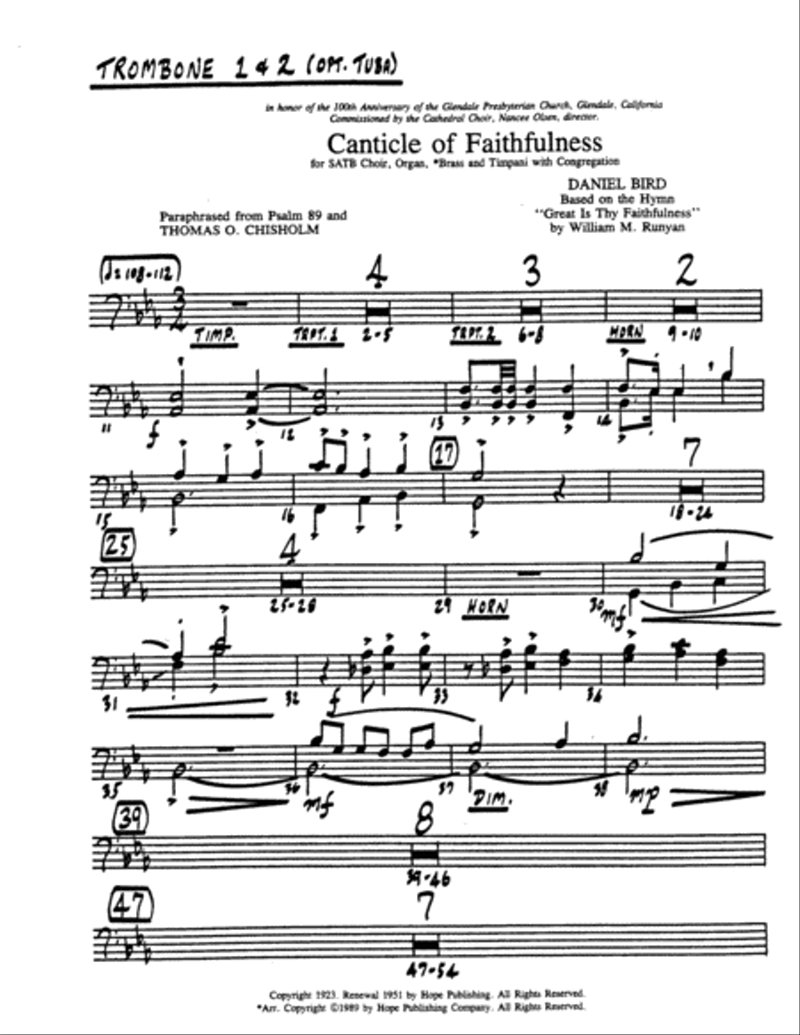 Canticle of Faithfulness- Brass Parts-Digital Download Choir scores gallery preview page 5