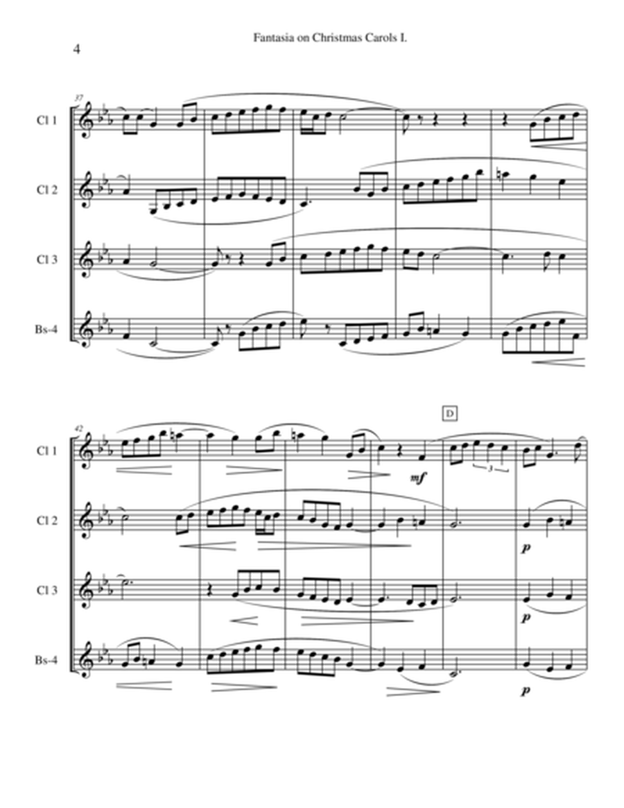 Vaughan Williams - Fantasia on Christmas Carols I for Clarinet Quartet image number null