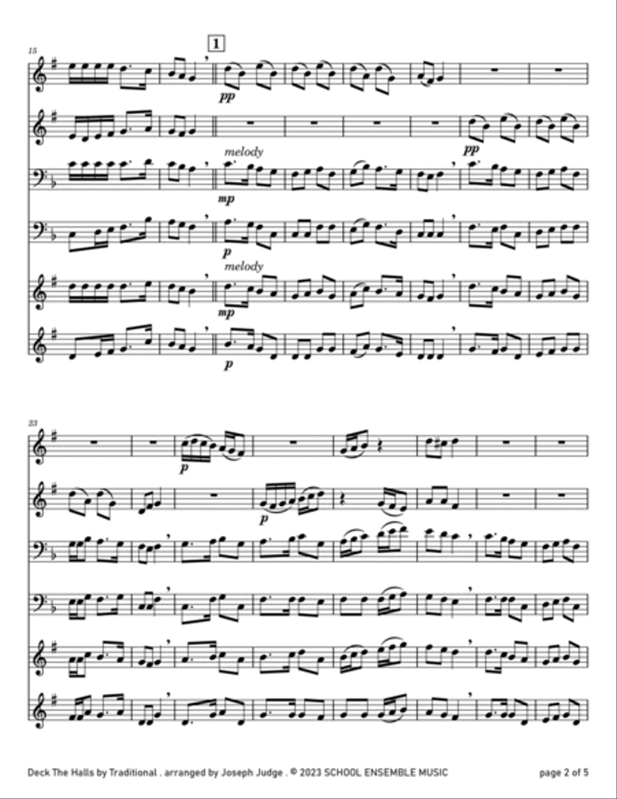 Deck The Halls for Brass Quartet in Schools Brass Quartet scores gallery preview page 2