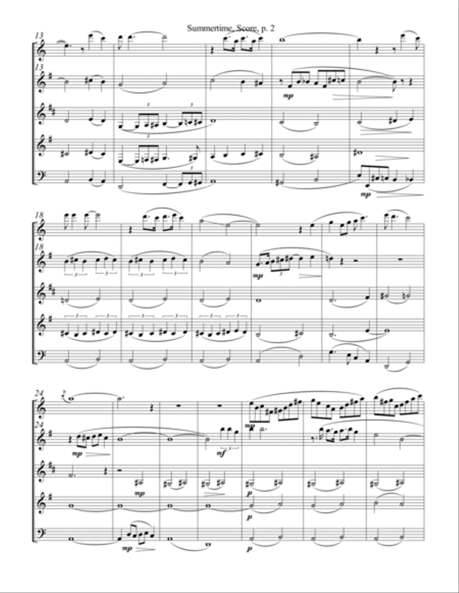Summertime Woodwind Quintet scores gallery preview page 2