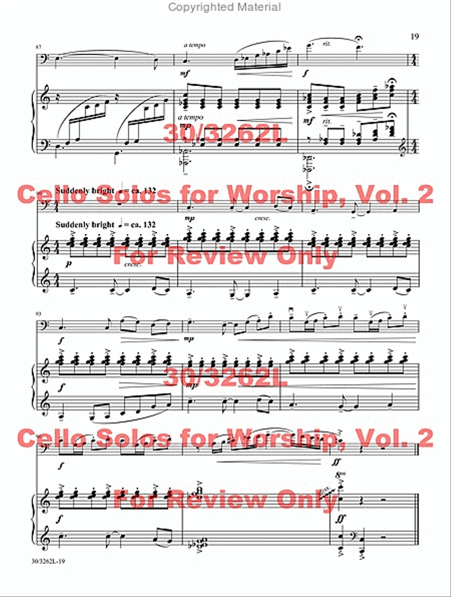 Cello Solos for Worship, Vol. 2 Piano scores gallery preview page 17