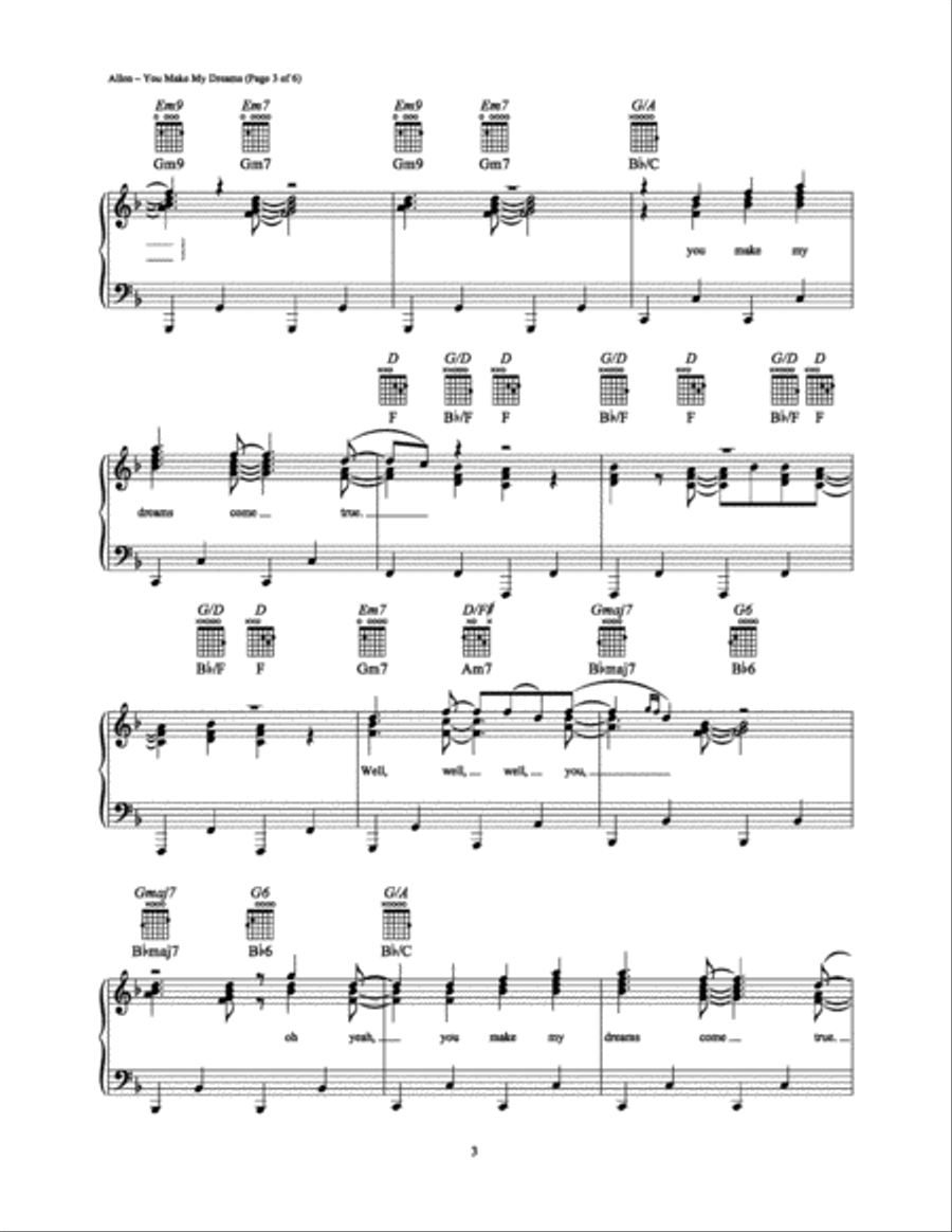 You Make My Dreams Piano, Vocal, Guitar scores gallery preview page 3