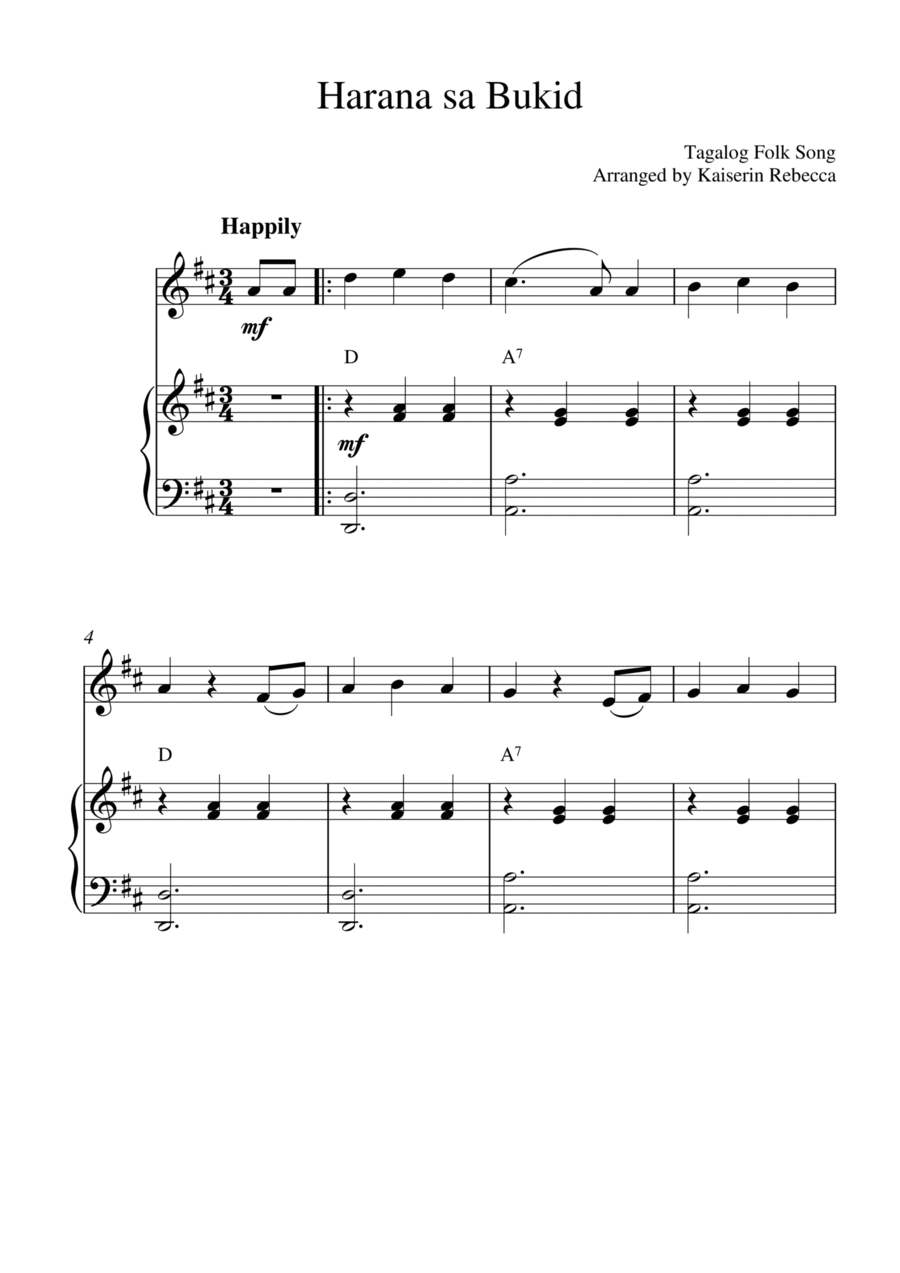 Harana sa Bukid (for violin solo and piano accompaniment) SA scores gallery preview page 1