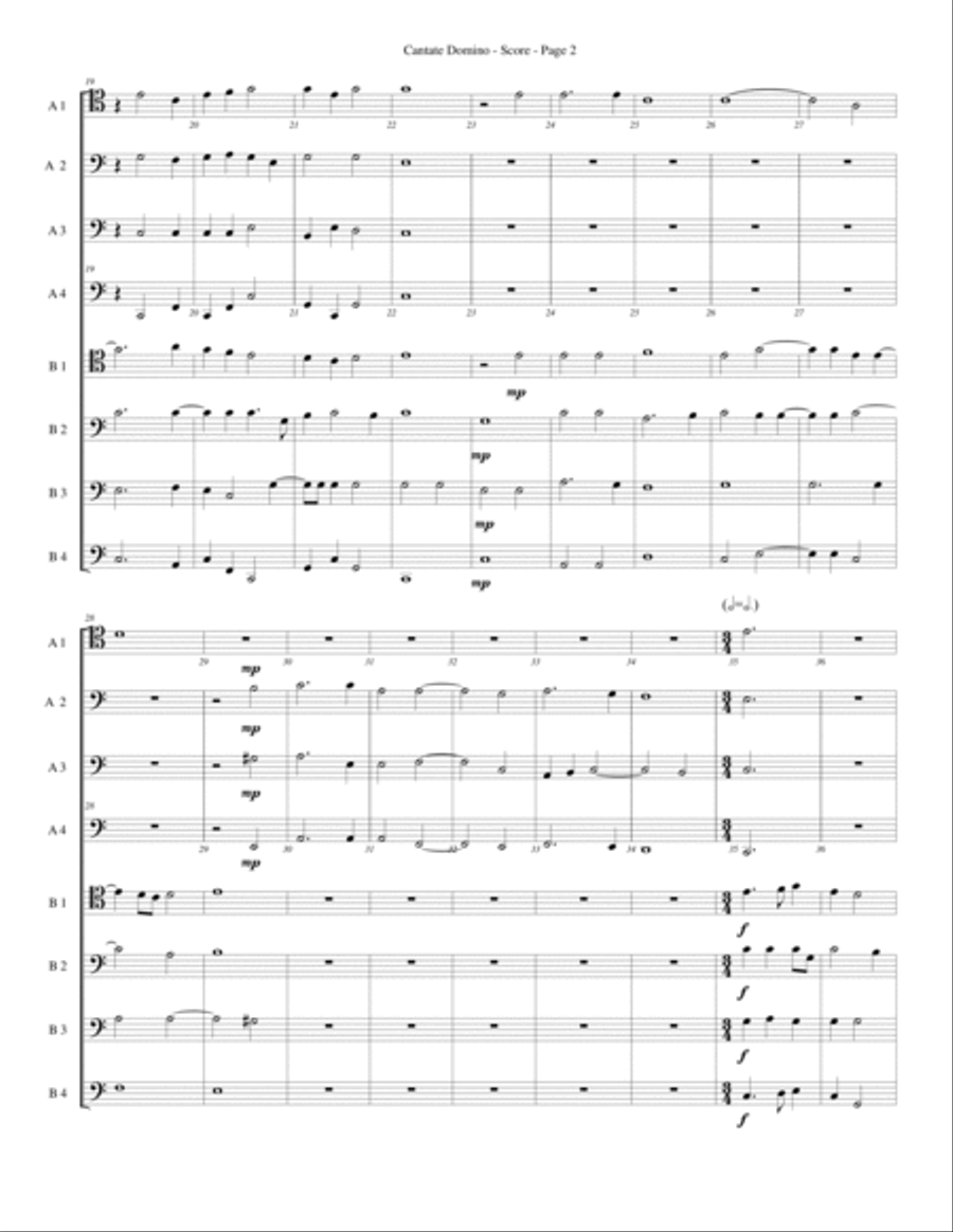 Cantate Domino for Trombone or Low Brass Octet Brass Ensemble scores gallery preview page 2