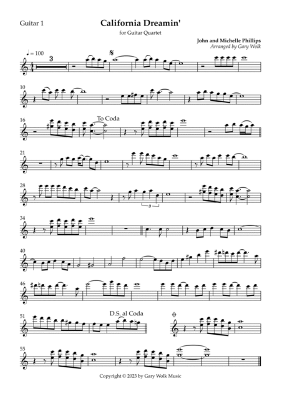 California Dreamin' California Dreamin' Guitar scores gallery preview page 5