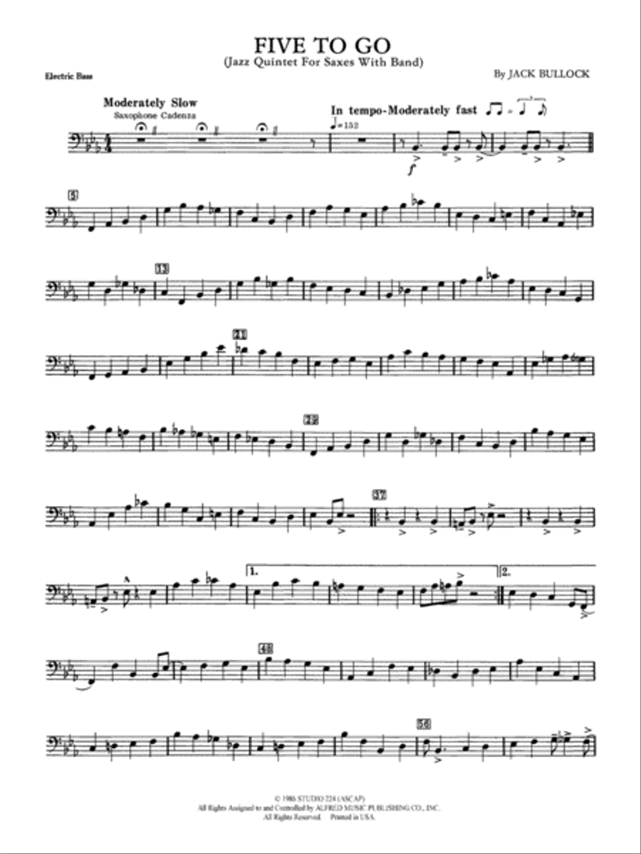 Five to Go: String Bass Concert Band scores gallery preview page 1