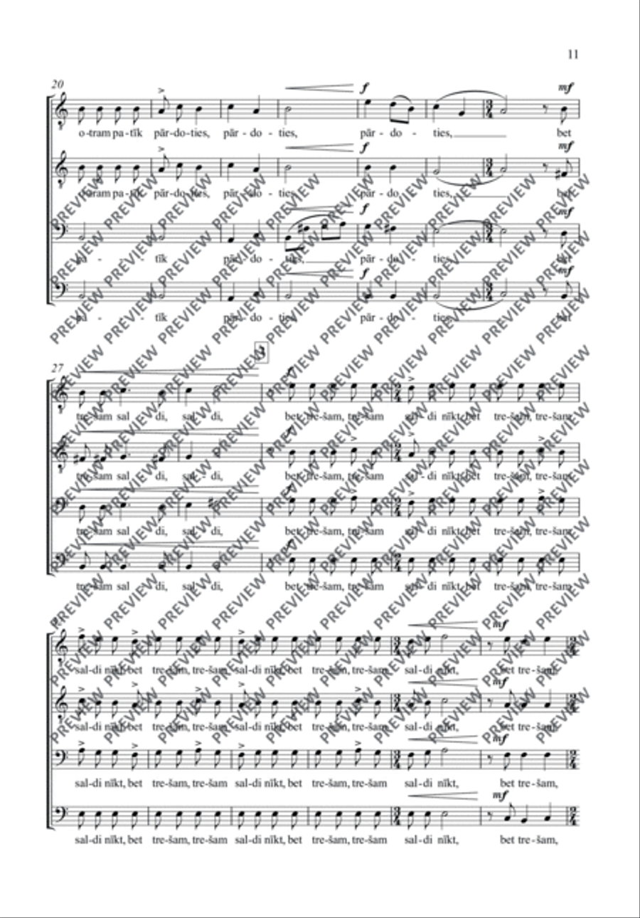 Trīs dziesmas (Drei Lieder ∙ Three Songs) Men's Choir scores gallery preview page 12
