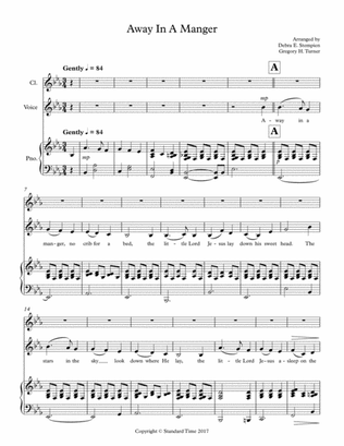 Away In A Manger for Voice & Clarinet Duet (optional Soprano Sax) with Piano Accompaniment